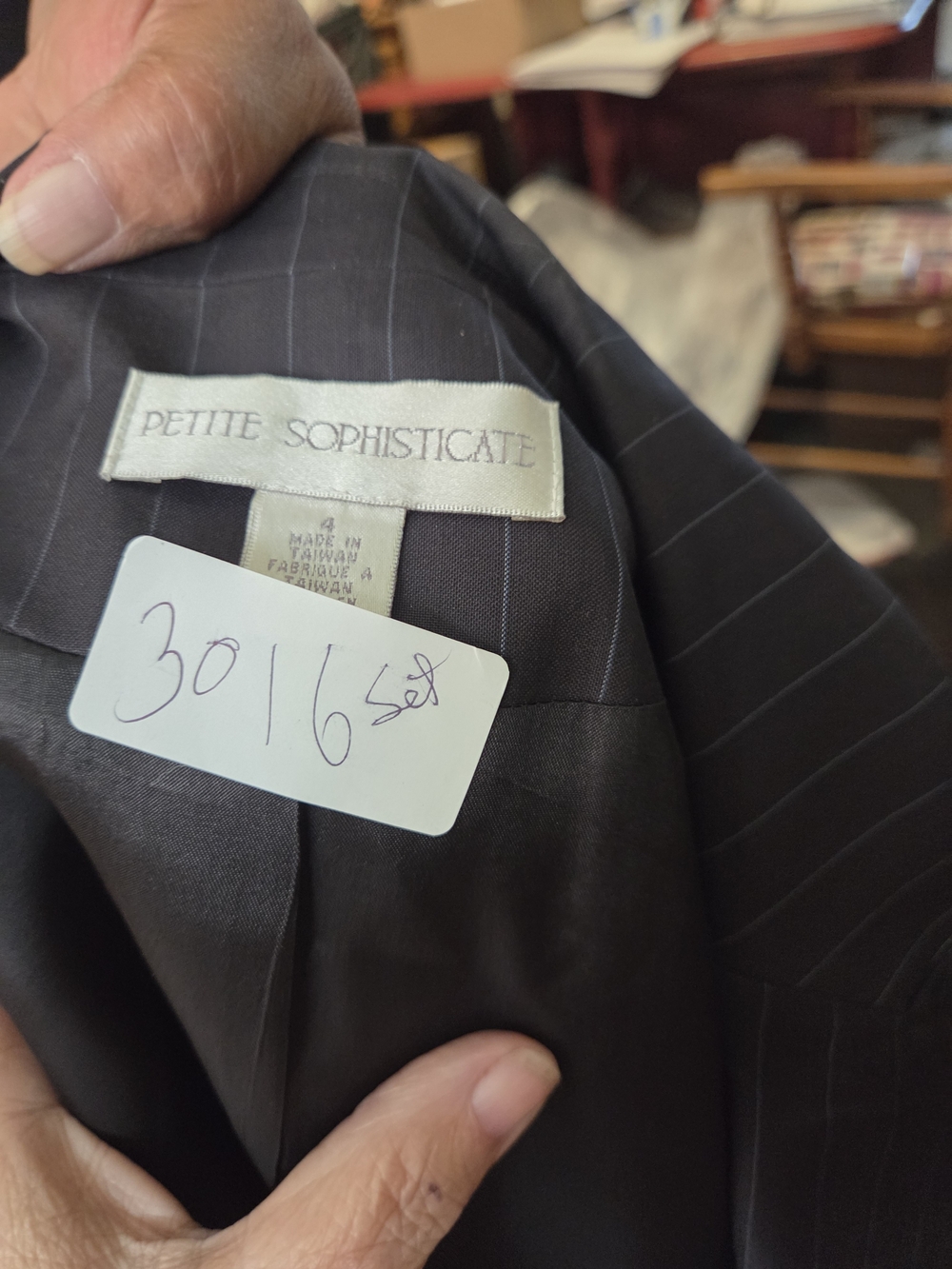 Petite Sophisticate Charcoal Pinstripe Blazer